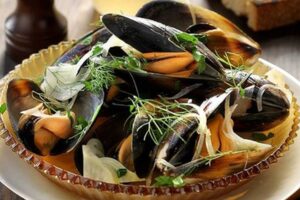 Organic Mussels with Cream Fennel and White Wine